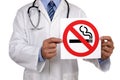 Doctor with no smoking sign Royalty Free Stock Photo