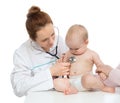 Doctor or nurse auscultating child baby patient heart with stethoscope Royalty Free Stock Photo