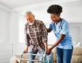 nurse doctor senior care caregiver help walker assistence retirement home nursing elderly man black health support Royalty Free Stock Photo