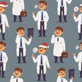 Doctor nurse character vector medical man staff seamless pattern background flat design hospital team people doctorate