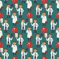 Doctor nurse character vector medical man staff seamless pattern background flat design hospital team people doctorate Royalty Free Stock Photo