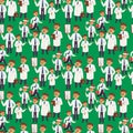 Doctor nurse character vector medical man staff seamless pattern background flat design hospital team people doctorate