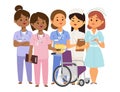 Doctor nurse character vector medical woman staff flat design hospital team people doctorate illustration. Royalty Free Stock Photo