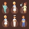 Doctor nurse character vector medical woman staff flat design hospital team people doctorate illustration. Royalty Free Stock Photo