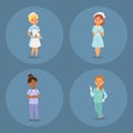 Doctor nurse character vector medical woman staff flat design hospital team people doctorate illustration.