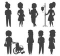 Doctor nurse character vector silhouette medical woman staff flat design hospital team people doctorate illustration.
