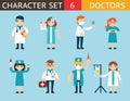 Doctor and Nurse Characters Madical Icon Set