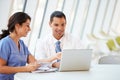 Doctor And Nurse Having Informal Meeting In Hospital Canteen Royalty Free Stock Photo