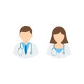 Doctor and Nurse Medicine flat colored iconset. Medical icon collection, vector illustration