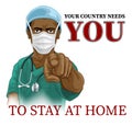 Doctor Nurse Needs You Stay Home Pointing Poster Royalty Free Stock Photo