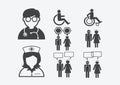 Doctor Nurse Patient Sick Icon Sign Symbol Pictogram