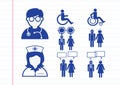 Doctor Nurse Patient Sick Icon Sign Symbol Pictogram