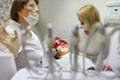 Doctor and nurse perform the procedure for dental treatment