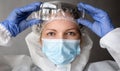 Doctor or nurse in PPE suit from COVID-19, portrait of woman physician Royalty Free Stock Photo