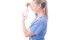 Doctor of nurse putting on a surgical mask Royalty Free Stock Photo