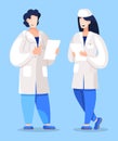 Doctor and Nurse with Reports, Intern and Doc Royalty Free Stock Photo