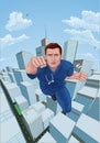 Doctor Nurse Scrubs Superhero Flying Super Hero Royalty Free Stock Photo