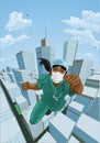 Doctor Nurse Scrubs Superhero Flying Super Hero