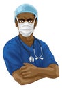 Doctor or Nurse in Scrubs Uniform and Medical PPE