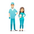 Doctor and nurse team. Cartoon medical staff. Medical team concept. Surgeon, nurse on hospital. Professional health Royalty Free Stock Photo