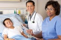 Doctor And Nurse Visiting Child Patient On Ward Royalty Free Stock Photo