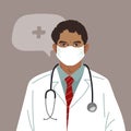 Doctor or Nurse wearing Medical Face Mask. Medical person profession modern vector flat illustration. Doctor and Royalty Free Stock Photo