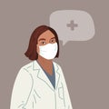 Doctor or Nurse wearing Medical Face Mask. Medical person profession modern vector flat illustration. Doctor and Royalty Free Stock Photo