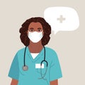 Doctor or Nurse wearing Medical Face Mask. Medical person profession modern vector flat illustration. Doctor and Royalty Free Stock Photo