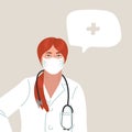 Doctor or Nurse wearing Medical Face Mask. Medical person profession modern vector flat illustration. Doctor and Royalty Free Stock Photo