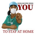 Doctor Nurse Woman Needs You Stay At Home Pointing Royalty Free Stock Photo