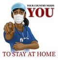 Doctor Nurse Woman Needs You Stay At Home Pointing Royalty Free Stock Photo