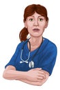 Doctor or Nurse Woman in Scrubs Uniform