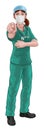 Doctor or Nurse Woman in Scrubs Uniform Pointing