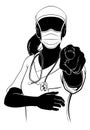 Doctor Nurse Woman Scrubs Mask PPE Silhouette Royalty Free Stock Photo