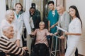 Doctor in Nursing Home. Smiling Patients. Nurse. Royalty Free Stock Photo