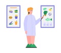 Doctor nutritionist explaining diet plan cartoon vector illustration isolated.