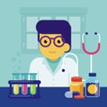 Doctor observes the results of medical test Vector Illustration Royalty Free Stock Photo