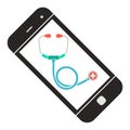 Doctor Online. Smartphone with Stethoscope. Web Medical Help Concept Icon. Color Vector Illustration. Royalty Free Stock Photo