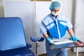 Doctor in operating room with medical tools. Concept of a hospital and healthy Royalty Free Stock Photo