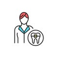 Doctor orthodontist color line icon. Pictogram for web page, mobile app, promo.