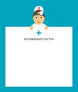 Doctor otolaryngologist holds the Notepad sheet. The advice of a doctor. A doctor's prescription. Modern flat design