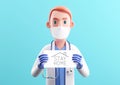 Doctor with a paper have text stay home holding on hand 3D rendering illustrations