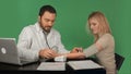 Doctor and patient with blood pressure meter in a