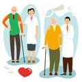 Doctor and patient. Concept of medical examination and diagnosis of older people. Doctor consultation. Character for medical