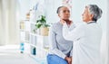 Doctor, patient and feel throat in hospital of a black woman with virus, pain or infection. Health care worker and sick Royalty Free Stock Photo