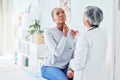 Doctor, patient and hospital for sore throat of woman with virus, pain or infection. Health care worker and sick African Royalty Free Stock Photo
