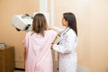 Doctor and patient during mammogram Royalty Free Stock Photo