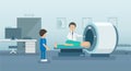 Doctor with patient in mri scanner Royalty Free Stock Photo