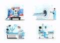 Doctor and patient vector illustration set