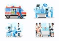 Doctor and patient vector illustration set